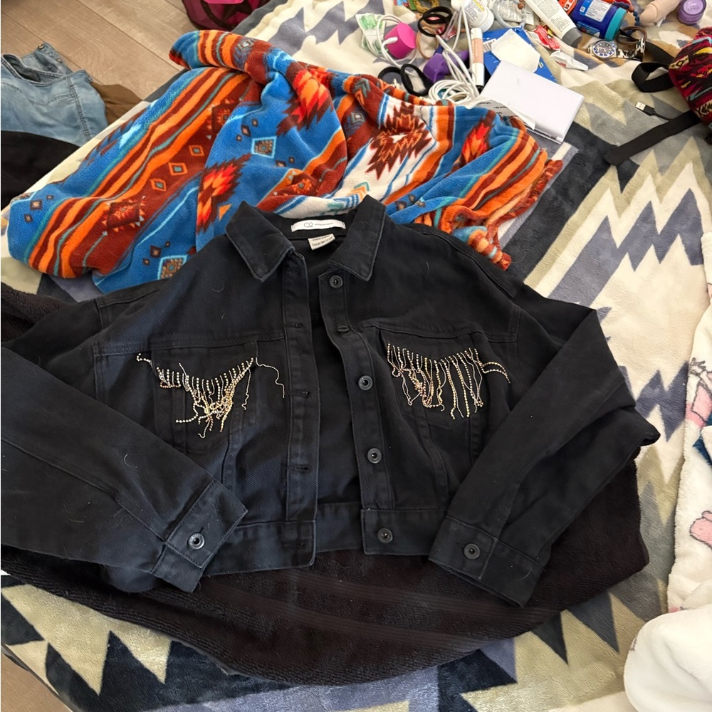 Q2 Black Premium Denim Jacket